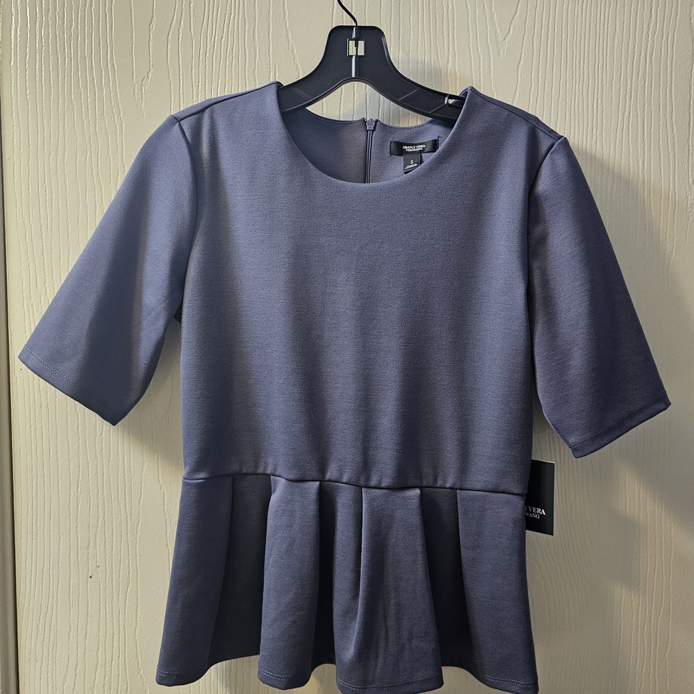 Simply Vera Vera Wang Charcoal Peplum Blouse Sz S NwT